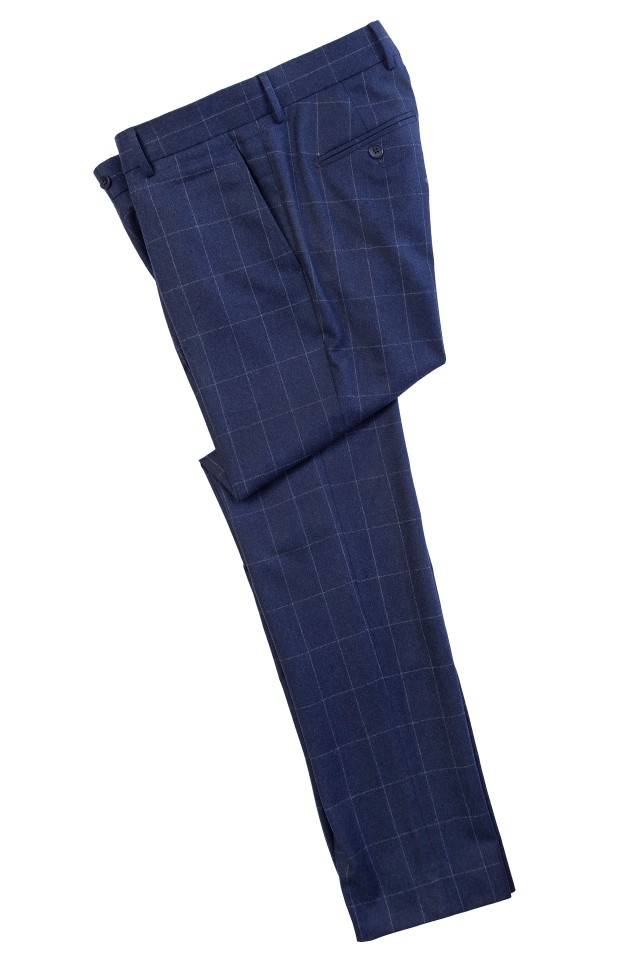 Pantaloni casual flannel albastri pentru barbati
